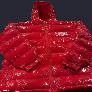 Glossy Red Puffer Jacket